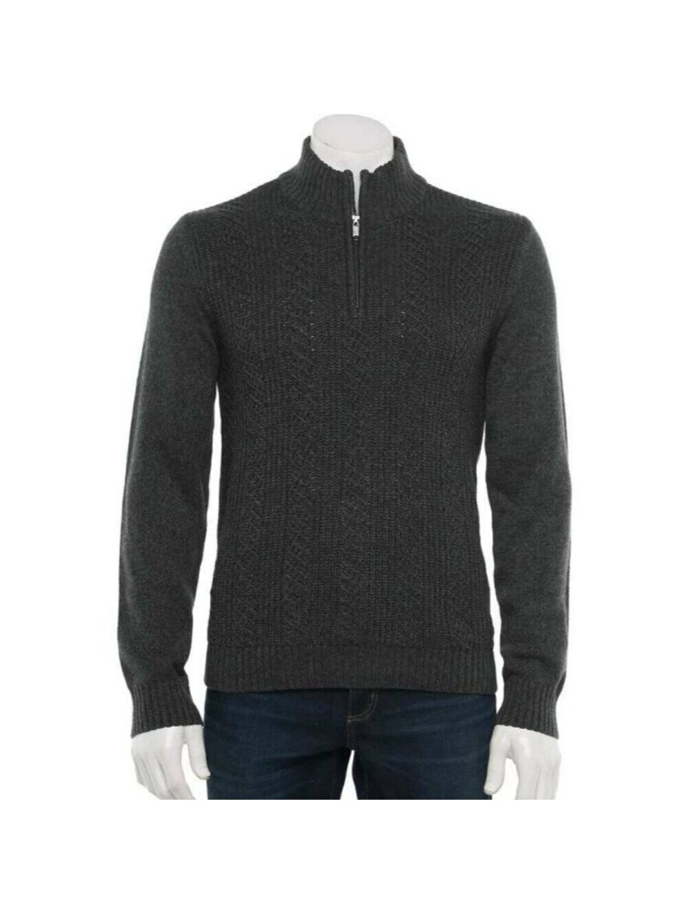 Mens 1/4 Zip Neck Sweater 2XL Marc Anthony Black Long Sleeve